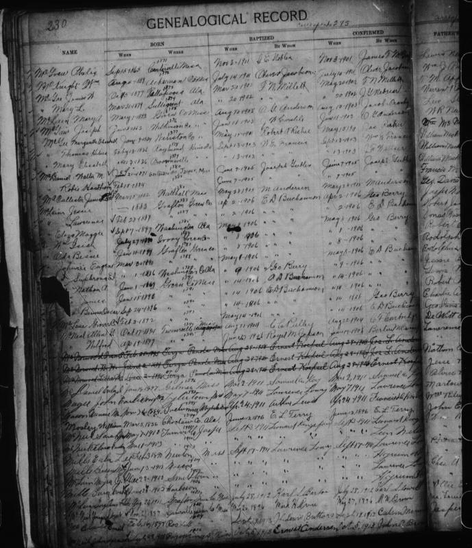 John Earlie Magee Baptismal Record